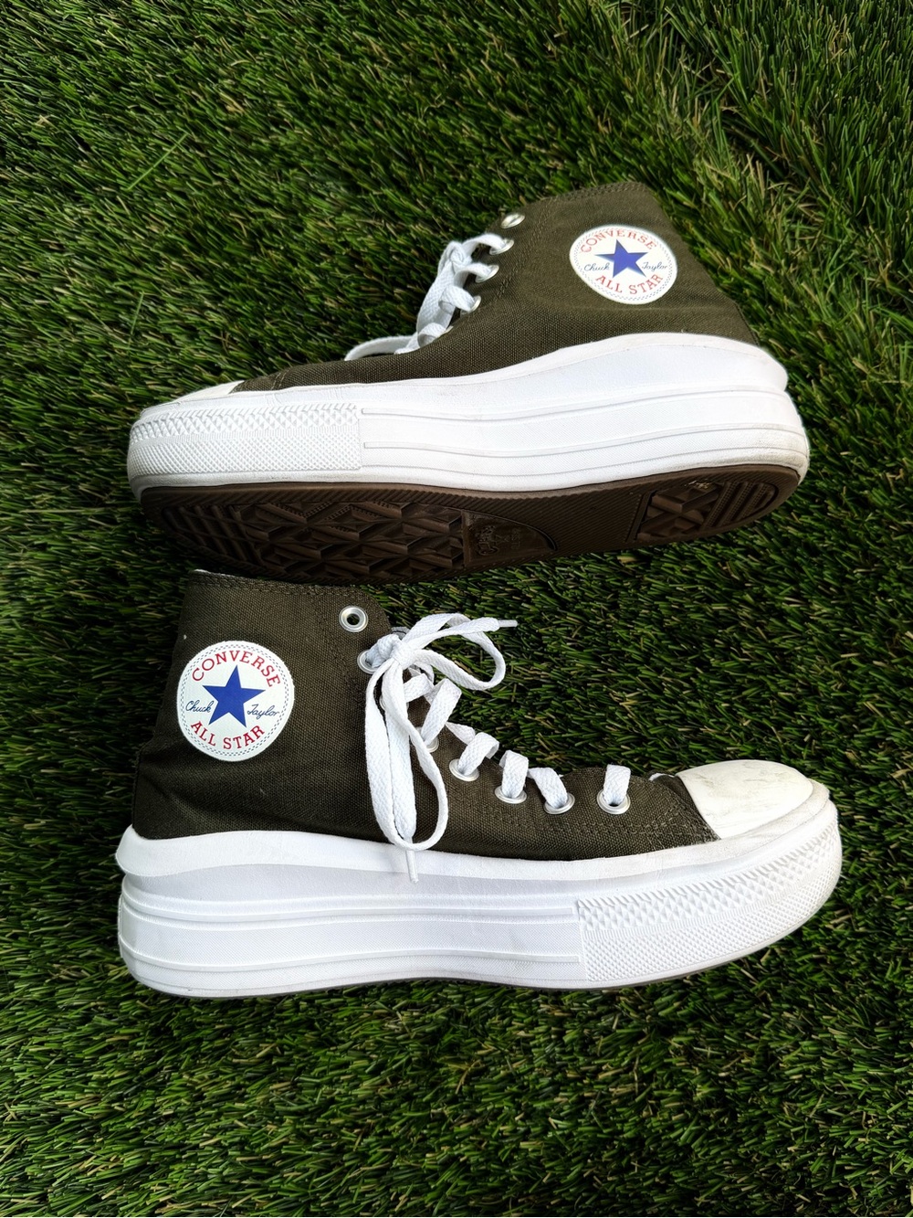 Converse All Star Move Hi Tops in Dark Olive Green - High-Top Sneakers - Picture 2 of 5